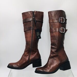 Emanuele Crasto Made In Italy Brown Leather Knee high Boots EU 38
